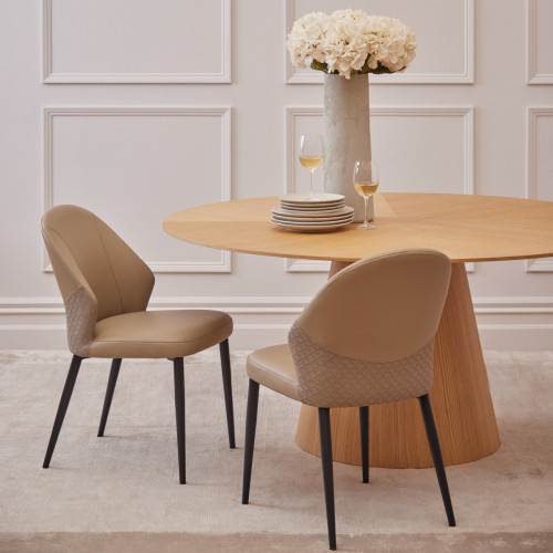 Merlin Faux Leather Dining Chair Set of 2 – Taupe
