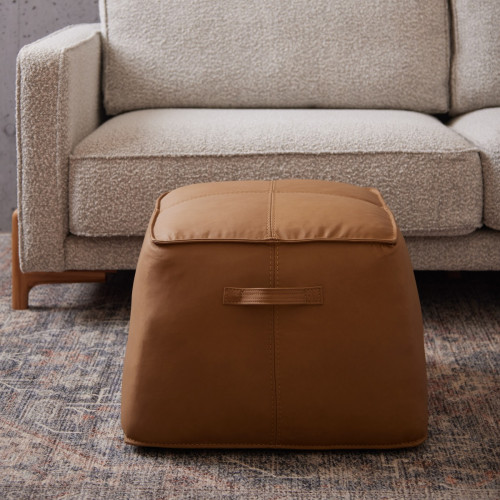 Cubio Leather Ottoman - Caramel