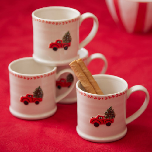 Christmas Car Small Mug - Set Of 4