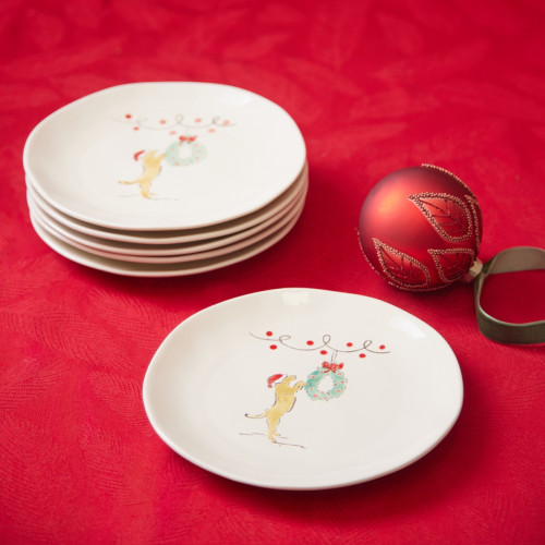 Christmas Canines Medium Plate - Set Of 6