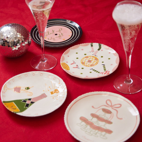 Disco Lines Canape Plates - Set of 4