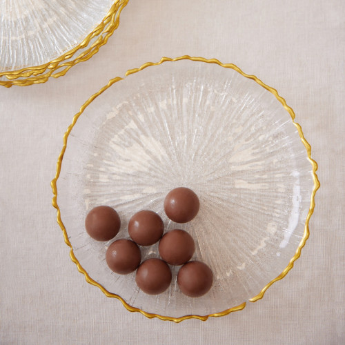Coral Gold Rim Large Plate - Set Of 6