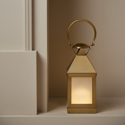 Opal Led Lantern Small - Antique Brass