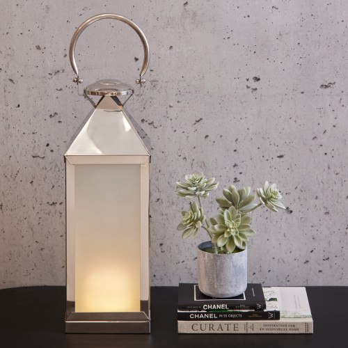Opal Led Lantern Tall - Silver