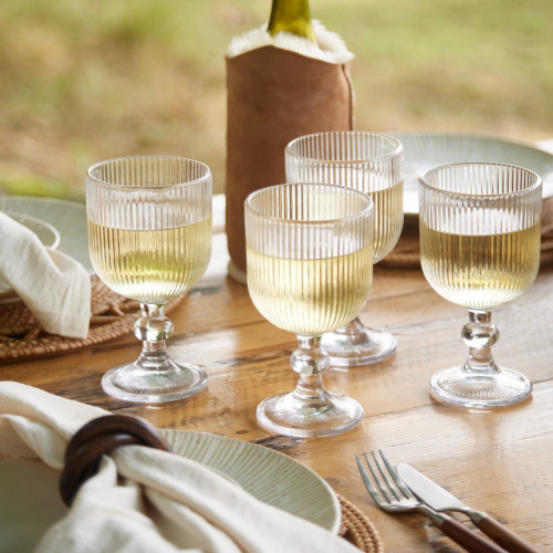 Riviera Ribbed White Wine Glass - Set Of 4