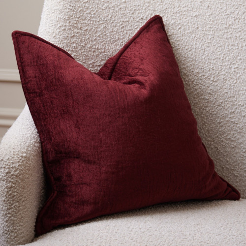 Jacquard Chenille Cushion - Burgundy