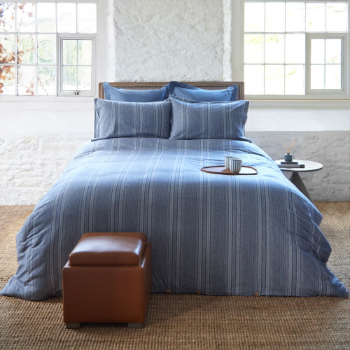 Denim Stripe Flannel Duvet Set Collection