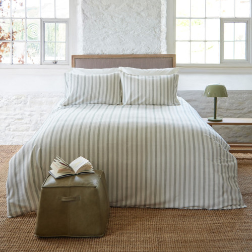 Washed Green Stripe Duvet Set Collection