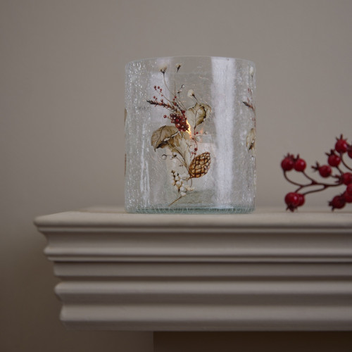 Winter Berry Spray Crackle Candle Jar 