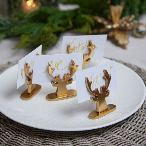 Gold Reindeer Placecard Holders - Set of 4