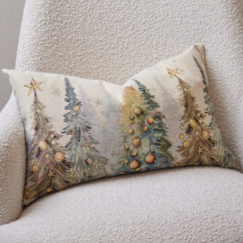 Jacquard Gold Christmas Tree Cushion