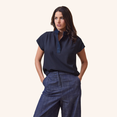 Ebba Denim Placket Top