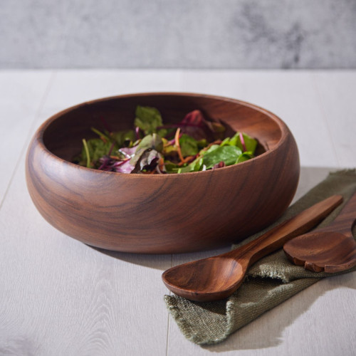 round wood salad bowl large