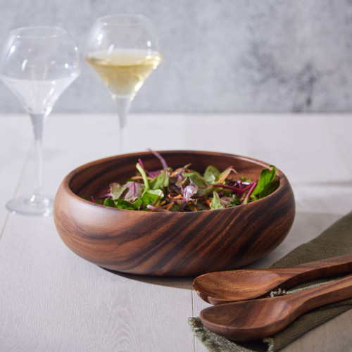 round wood salad bowl small