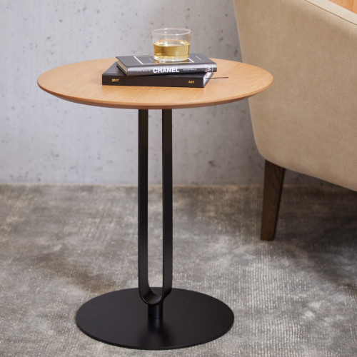 brodie oak side table with metal legs