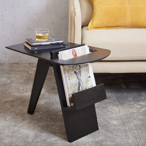 fraser black oak magazine side table