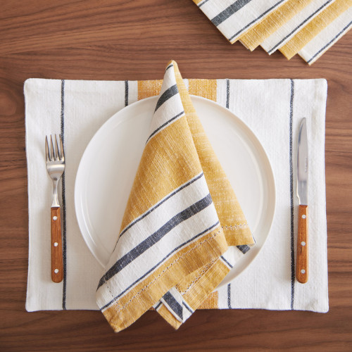 ochre stripe napkin in a set of 6