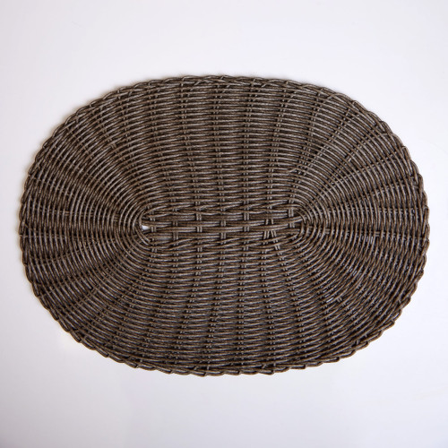 grey faux rattan oval placemat in a set if 6 