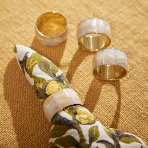 mother of pearl iron napkin rings in a set of 4