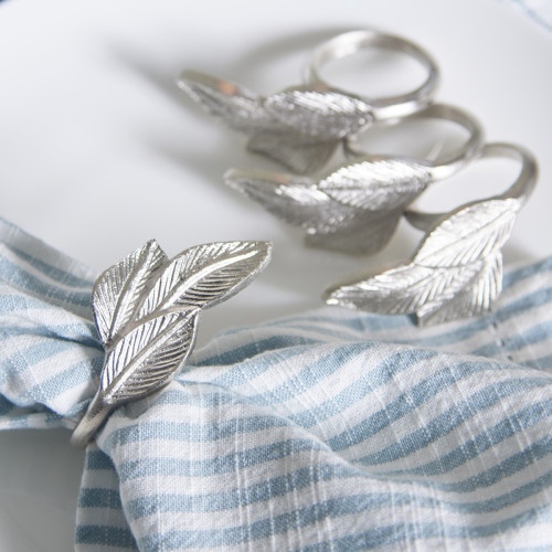 delicate leaf iron napkin rings in a set of 4