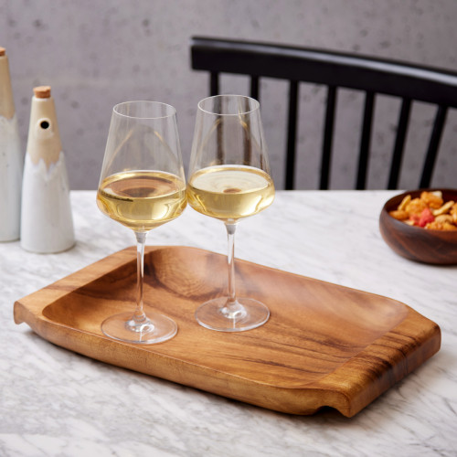Callie Serving Tray with wine glasses on top.