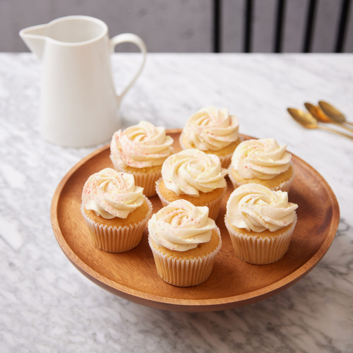 Acacia Cake Stand with cupcakes on top.