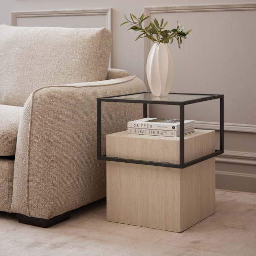 Nero Travertine Side Table