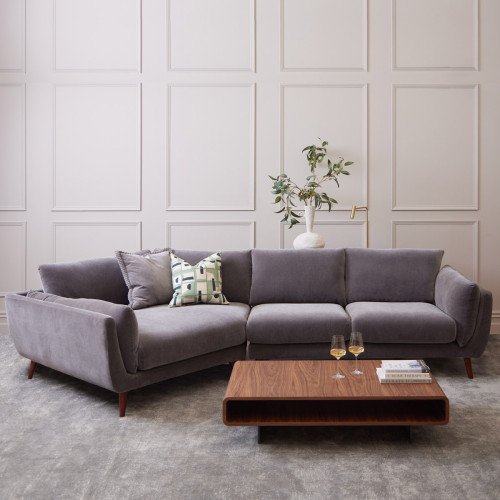 larken dark grey speakeasy sofa left hand facing.