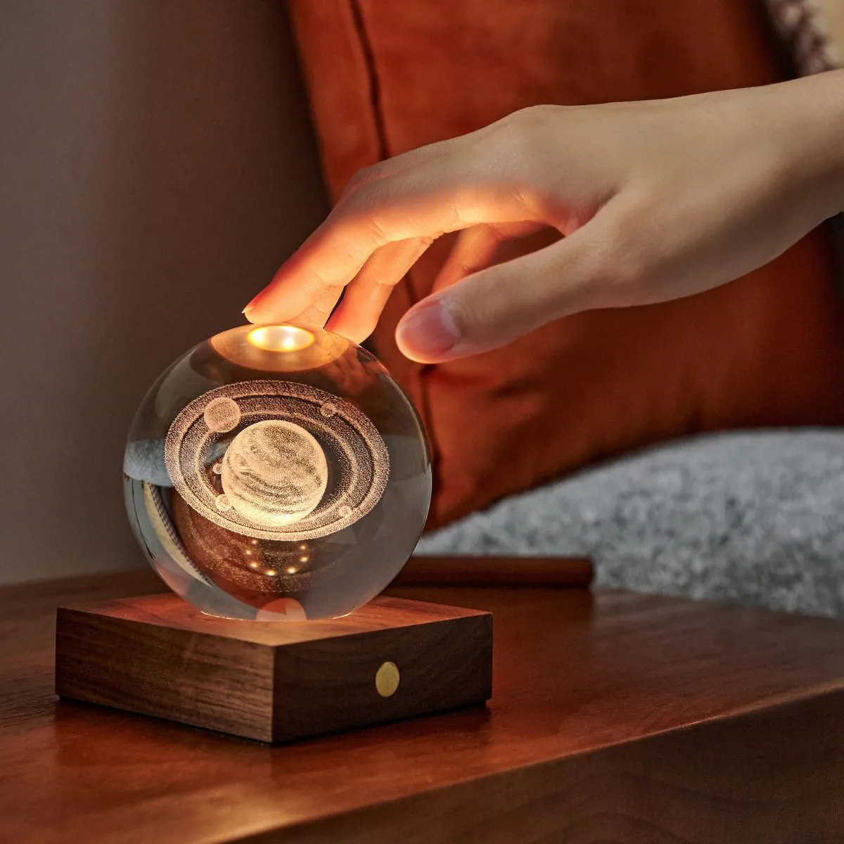 Ginko Amber Crystal Ball Saturn Night Light | Meadows & Byrne