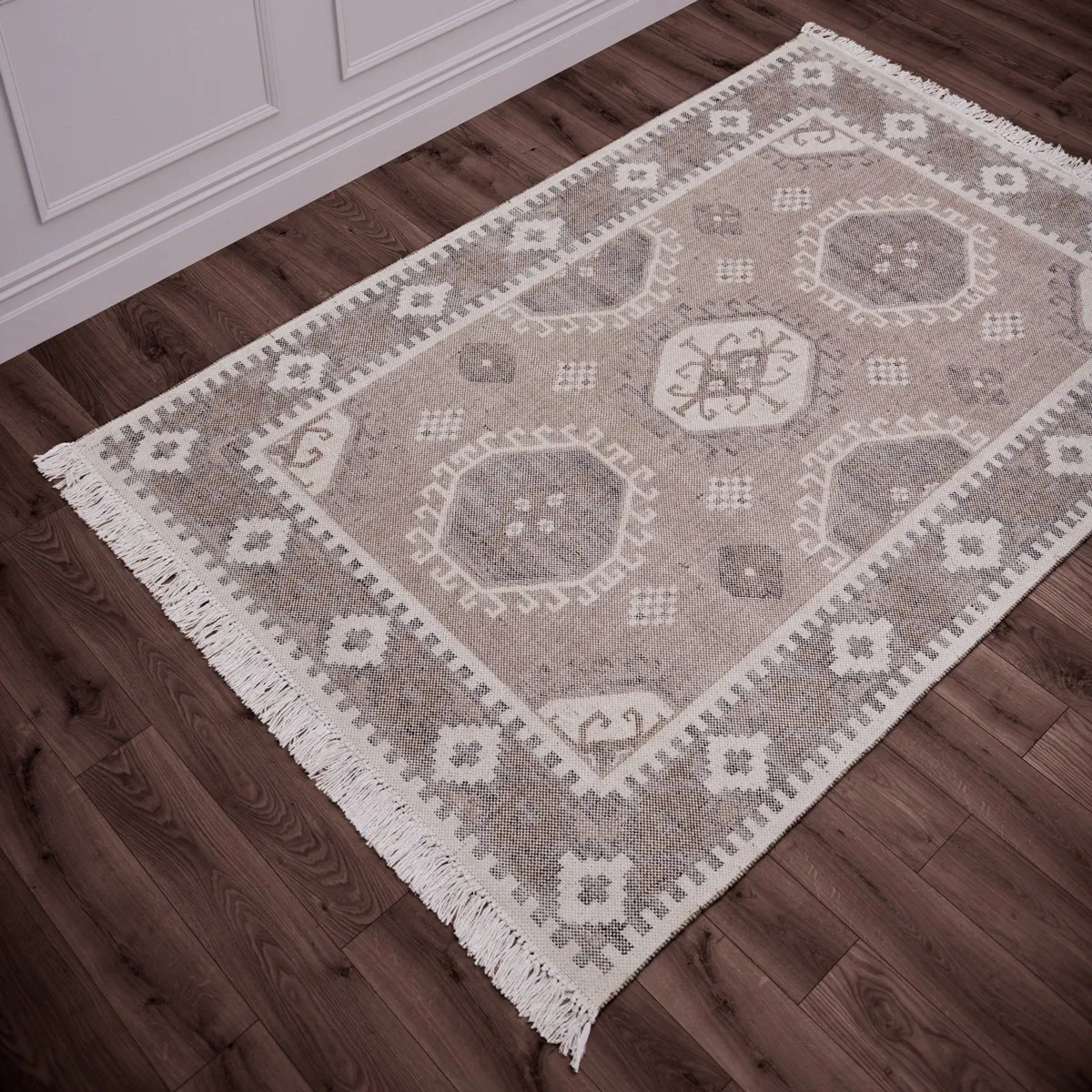 Rug LOGO Woven ラグ　Hand - Rugs Woven — Black White G257 Berber Scandi small ラグ・カーペット